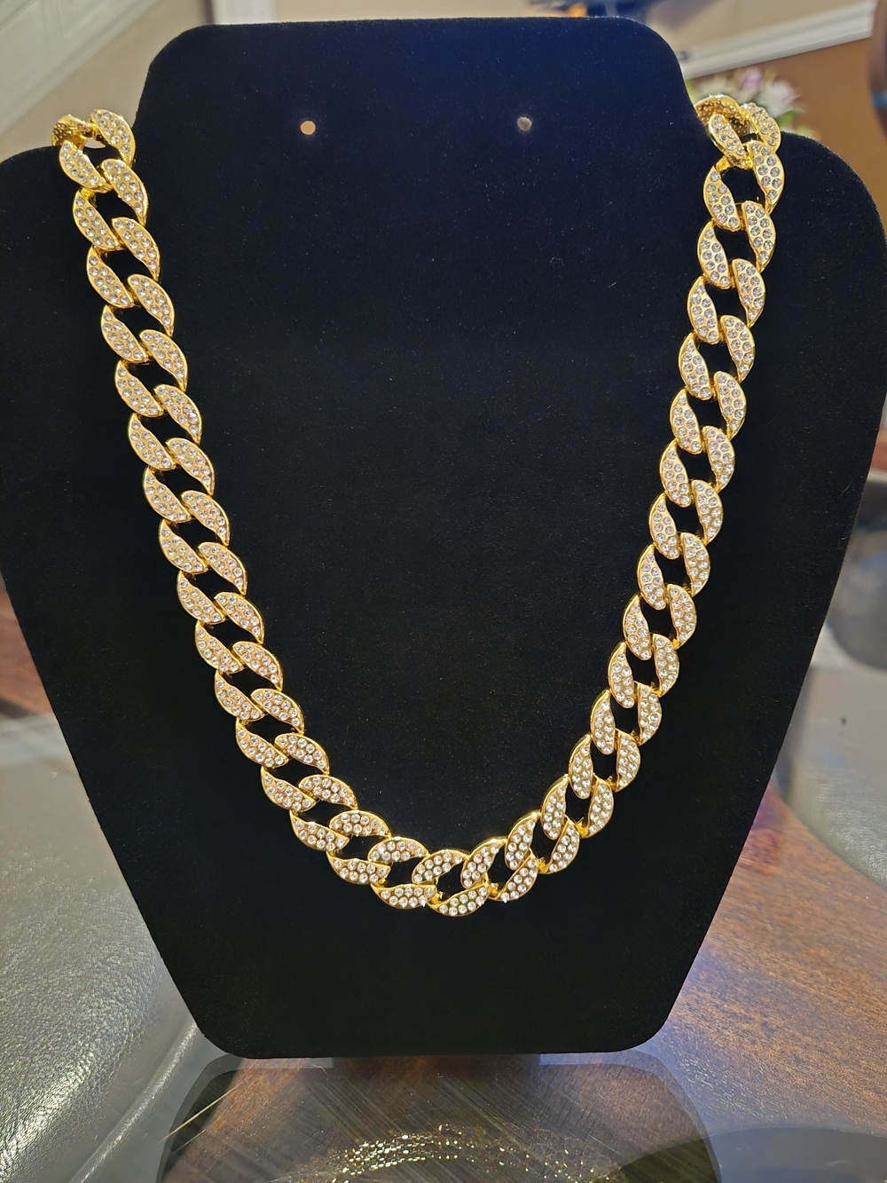 80834 Invicta Elements Iced Out Cuban Chain Necklace Gold